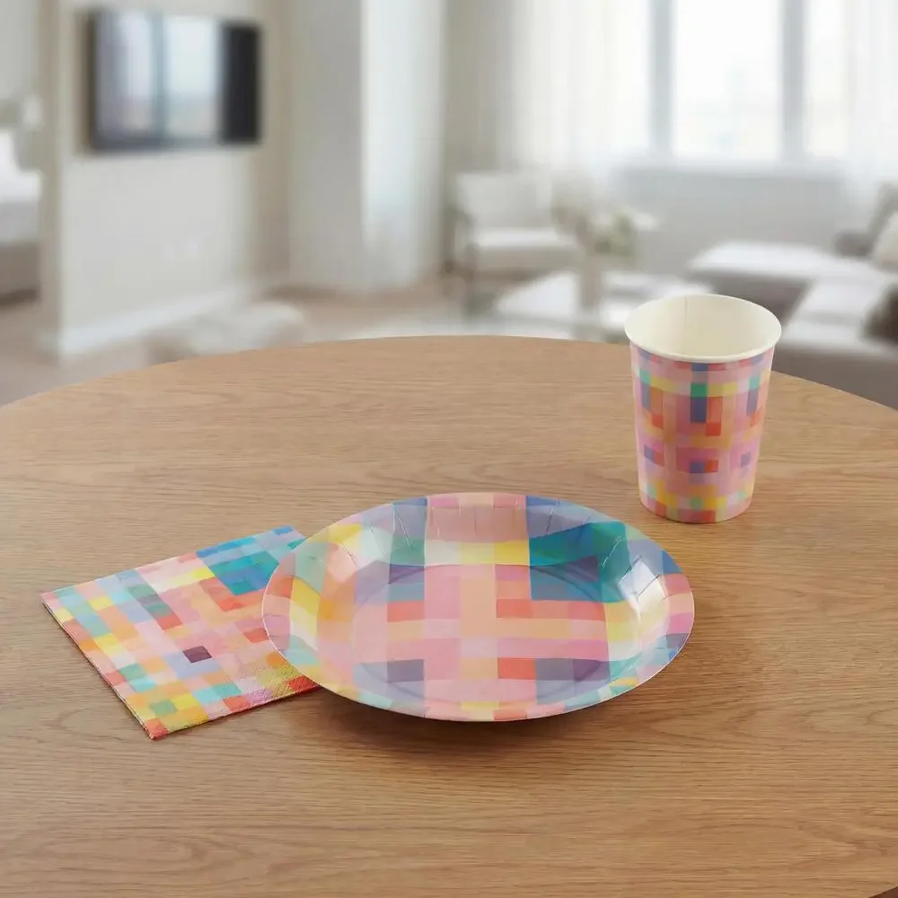 Colorful Birthday Party in a Box | Complete Tableware & Decor Kit (Cups, Plates